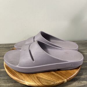 OOFOS OOahh Men’s Size 13 Sport Flex Recovery Slide Grey Purple Sandals